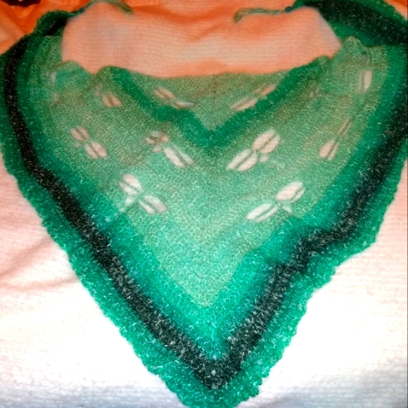 Dragonfly Crochet Shawl Wrap Teal Aqua Soft HANDCRAFTED - Picture 8 of 13
